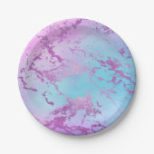 シックな大理石 | きらびやかなグレームバイオレットパープルブルーグラデーションー ペーパープレート (正面)