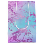 シックな大理石 | きらびやかなグレームバイオレットパープルブルーグラデーションー ミディアムペーパーバッグ (裏面)