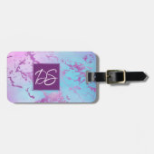 シックな大理石 | きらびやかなグレームバイオレットパープルブルーグラデーションー ラゲッジタグ (正面横)