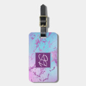 シックな大理石 | きらびやかなグレームバイオレットパープルブルーグラデーションー ラゲッジタグ (正面縦)