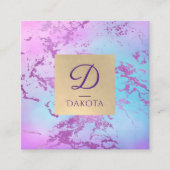 シックな大理石 | グリッジグラムパープルアンドブルーブランディング スクエア名刺 (正面)