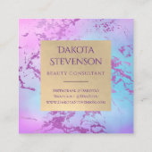 シックな大理石 | グリッジグラムパープルアンドブルーブランディング スクエア名刺 (裏面)