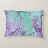 シックな大理石 | ラベンダーパープルとミントグリーン アクセントクッション (裏面)