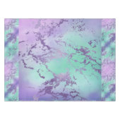 シックな大理石 | ラベンダーパープルとミントグリーン テーブルクロス (正面(横))