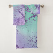 シックな大理石 | ラベンダーパープルとミントグリーン バスタオルセット (インサイチュ)