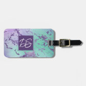 シックな大理石 | ラベンダーパープルとミントグリーン ラゲッジタグ (正面横)