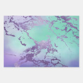 シックな大理石 | ラベンダーパープルとミントグリーン ラッピングペーパーシート (正面)