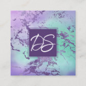 シックな大理石 | ラベンダーパープルミントグリーンカスタム スクエア名刺 (正面)