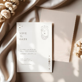 シックな天月スターズモノグラムデートを保存 招待状