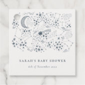 シックな天海軍の星空の夜の月の赤ちゃんシャワー フェイバータグ (正面)