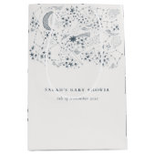 シックな天海軍の星空の夜の月の赤ちゃんシャワー ミディアムペーパーバッグ (正面)