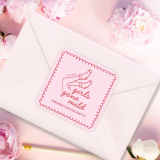 シックな女の子のマイルド手書きバチェロレッテ スクエアシール