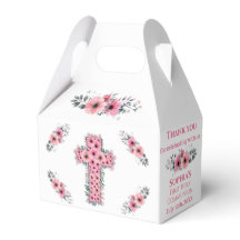 シックな女の子の最初の神聖な聖餐式ピンクフラワークロス