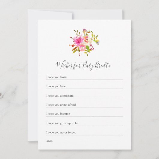 シックな女の子の赤ちゃんシャワーベビー 招待状 (正面)