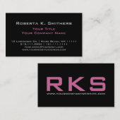 シックな女性のピンクおよび黒くエレガントなプロフェッショナル 名刺 (正面/裏面)