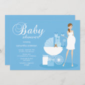 シックな女性のベビーシャワーの招待状-男の子 招待状 (正面/裏面)