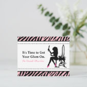 シックな女性ピンクと黒ゼブラヘアアポイントメント ポストカード (スタンド正面)