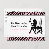 シックな女性ピンクと黒ゼブラヘアアポイントメント ポストカード (正面/裏面)