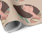 シックな女性植物愛好家ブロガー ラッピングペーパー (ロールコーナー)