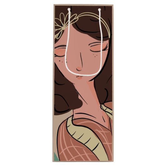 シックな女性植物愛好家ブロガー ワインギフトバッグ (正面)