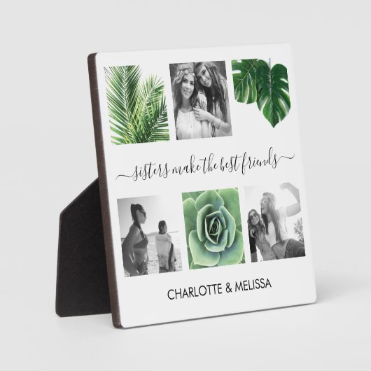 シックな姉妹ホワイトフォトコラージュ フォトプラーク (正面)