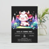 シックな子供牛誕生日 招待状 (スタンド正面)