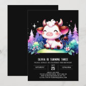 シックな子供牛誕生日 招待状 (正面/裏面)