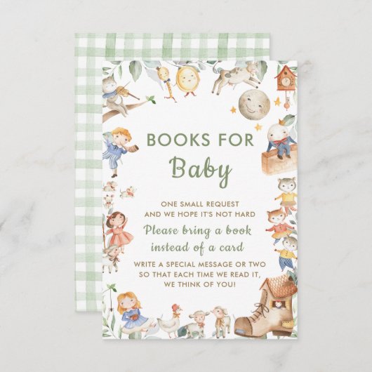 シックな子供部屋ライムグリーナリーがブックカードを持参 招待状 (正面/裏面)