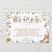 シックな子供部屋ライムグリーナリーベビーシャワーボーイ サンキューカード (正面/裏面)