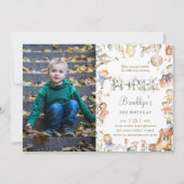 シックな子供部屋ライムグリーナリー3rdバースデーフォト 招待状 (正面)