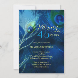 シックな孔雀の羽のリタイアパーティー 招待状