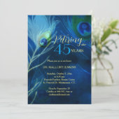 シックな孔雀の羽のリタイアパーティー 招待状 (スタンド正面)