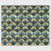 シックな孔雀カラーのステンドグラスのデコパージュ ラッピングペーパー (フラット)