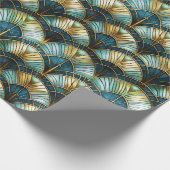 シックな孔雀カラーのステンドグラスのデコパージュ ラッピングペーパー (角)