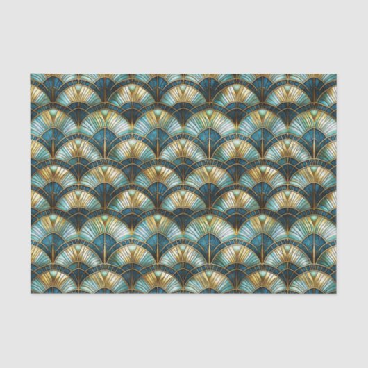 シックな孔雀カラーのステンドグラスのデコパージュ 薄葉紙 (正面)