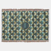 シックな孔雀カラーのステンドグラス スローブランケット (正面)