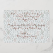 シックな季節のグリーティングオンホリーベリー金ゴールド 箔シーズンカード (裏面)