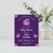 シックな孵化すぐ紫の恐竜の赤ちゃんシャワー ポストカード (スタンド正面)