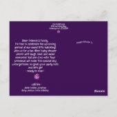 シックな孵化すぐ紫の恐竜の赤ちゃんシャワー ポストカード (裏面)