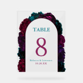 シックな宝石トーンの結婚花のテーブル番号 アクリルサイン (正面)