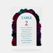 シックな宝石トーンの結婚花の数の席 アクリルサイン (正面)