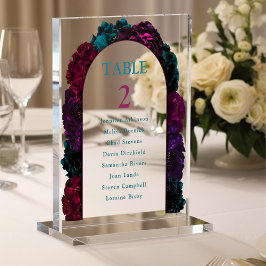 シックな宝石トーンの結婚花の数の席 アクリルサイン