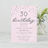 シックな宝石ピンクスパークルグリッター誕生日パーティー 招待状 (スタンド正面)