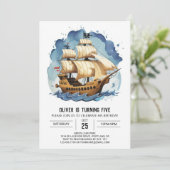 シックな宝石地図こども海賊誕生日 招待状 (スタンド正面)