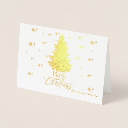 シックな実在金ゴールドメリークリスマスウィーズのカスタム写真 箔カード (正面)