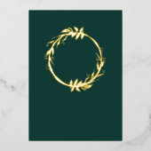 シックな実在金箔の葉エメラルドグリーン結婚ズ 箔招待状 (正面)