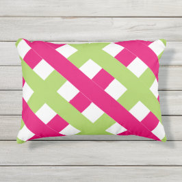 シックな屋外PILLOW_GREEN/561ショッキングピンクの格子 アウトドアクッション