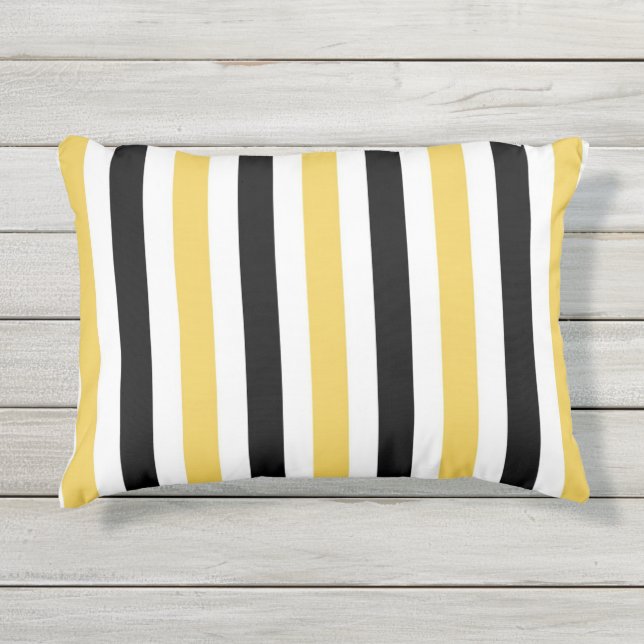 シックな屋外PILLOW_YELLOW/BLACK/WHITEは縞で飾ります アウトドアクッション (正面)