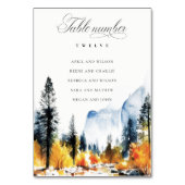 シックな山の秋結婚ランドスケープの座席表 テーブルナンバー (裏面)