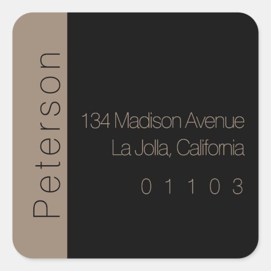 シックな差出人住所ラベル（サイドアクセント付） スクエアシール (正面)